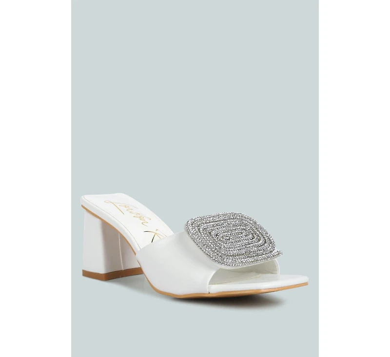 naflah rhinestone embellished slip on sandals