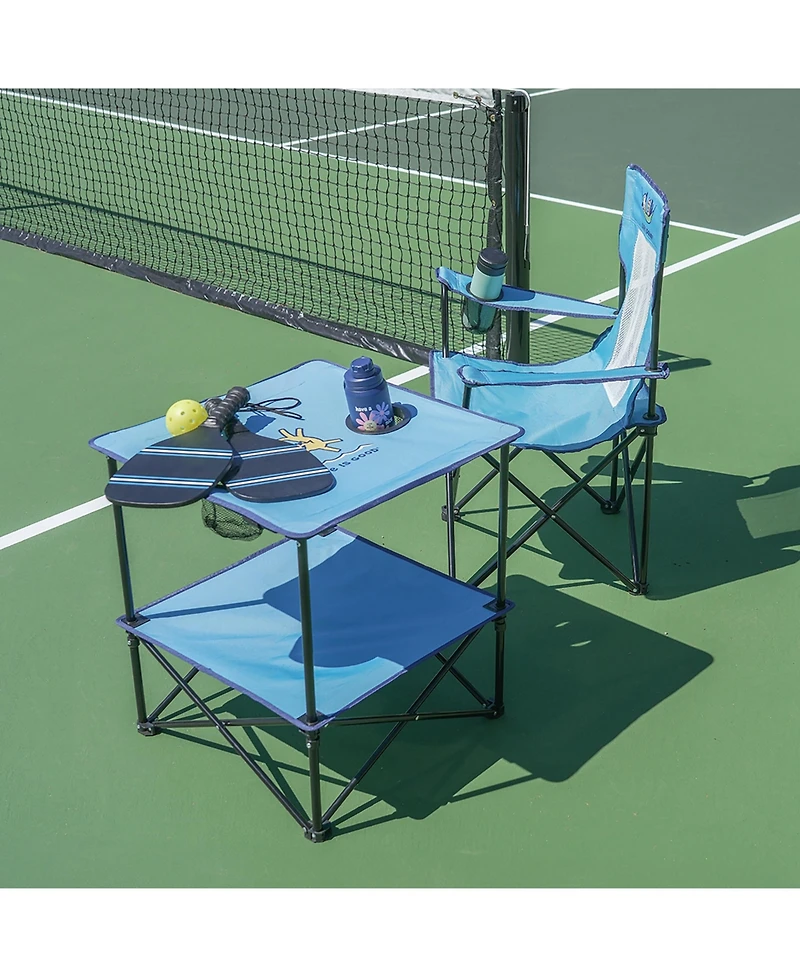 Life Is Good Blue 22" Square Compact Folding Beach Table