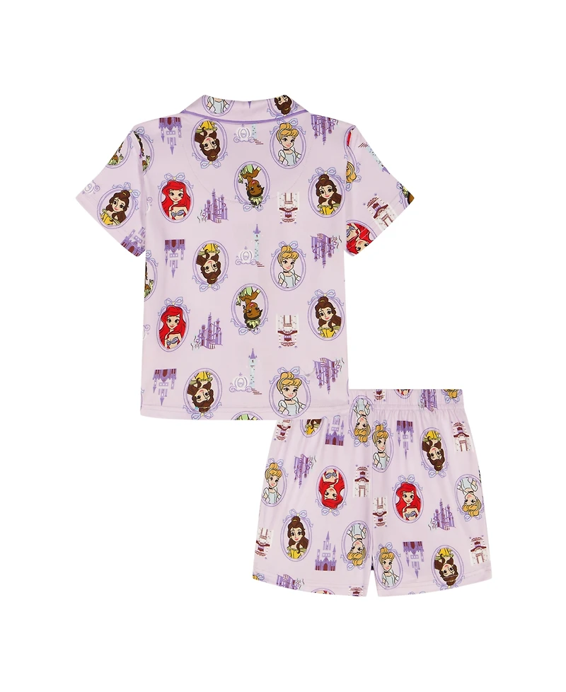 Disney Girls' Toddler 2T-4T Princess Time Printed Top and Shorts, 2-Piece Pajama Set