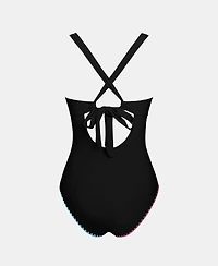 Cupshe Women's V-Neck Ruched Crisscross Back One-Piece Swimsuit