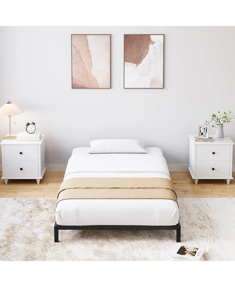 Gaomon 8 Inch Twin Bed Frame, Heavy-Duty Metal Platform, Noise-Free, Under-Bed Storage, Steel Slat Support, No Box Spring, Black