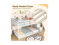 Slickblue Twin Over Twin Bunk Bed with Storage Stairs, Solid Wood Frame - 42