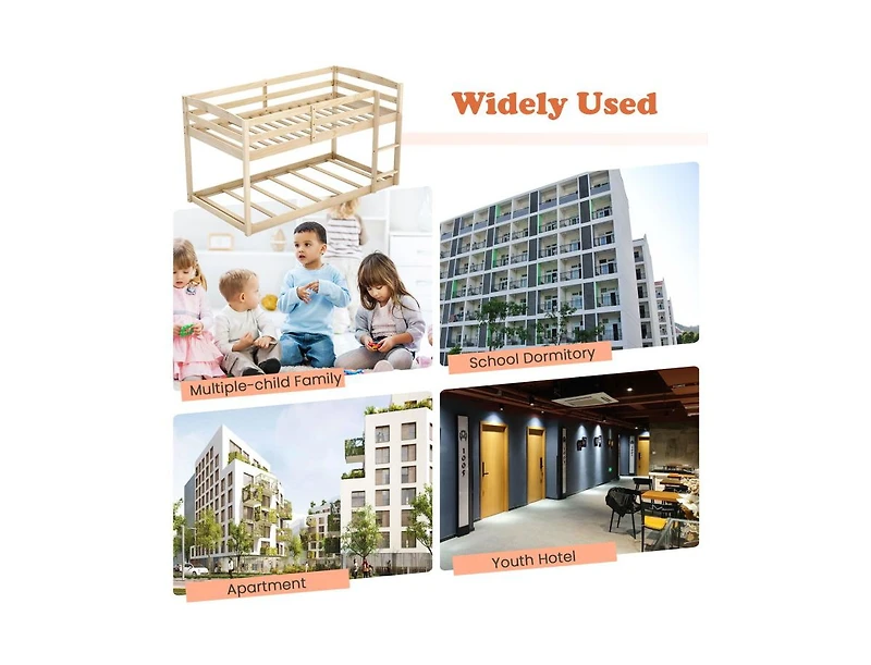 Bunk Bed with High Guardrails and Integrated Ladder