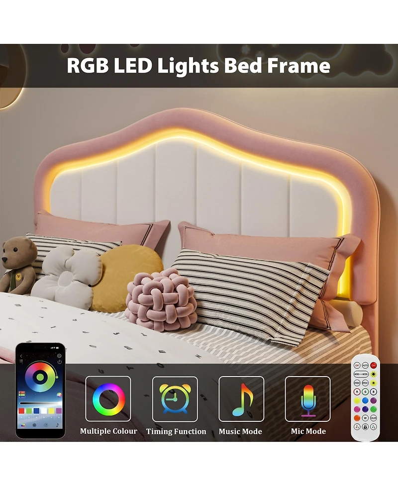 gaomon Twin Upholstered Bed Frame with Storage Drawers, Adjustable Headboard