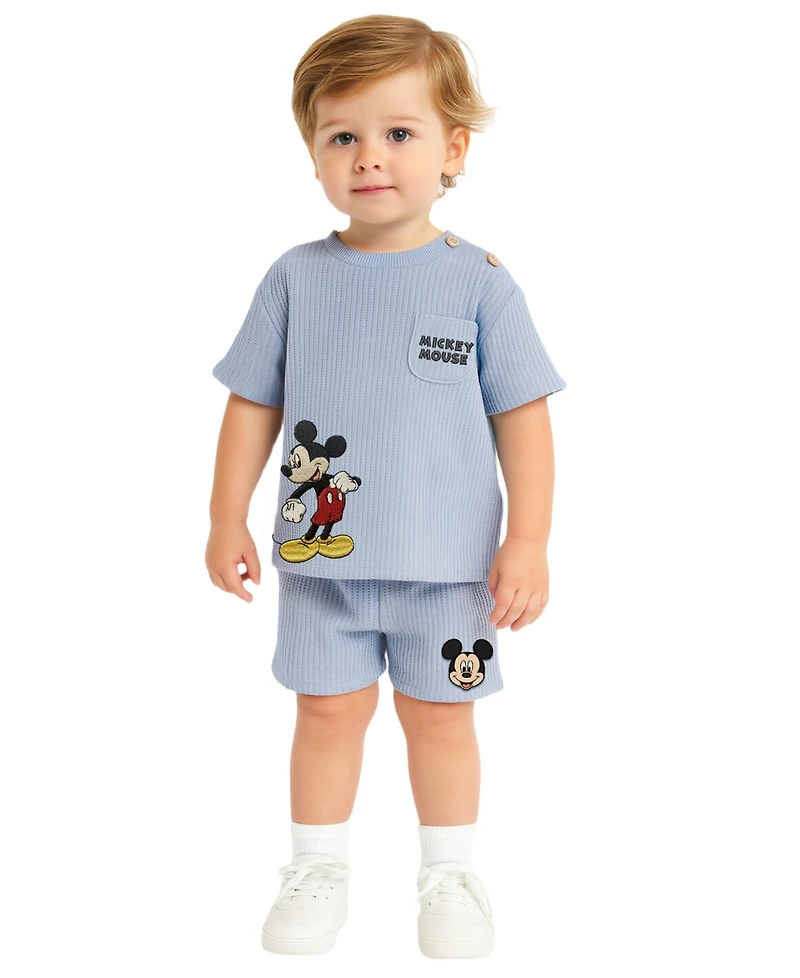Disney Baby Boys' Mickey Mouse T-Shirt & Shorts, 2-Piece Set
