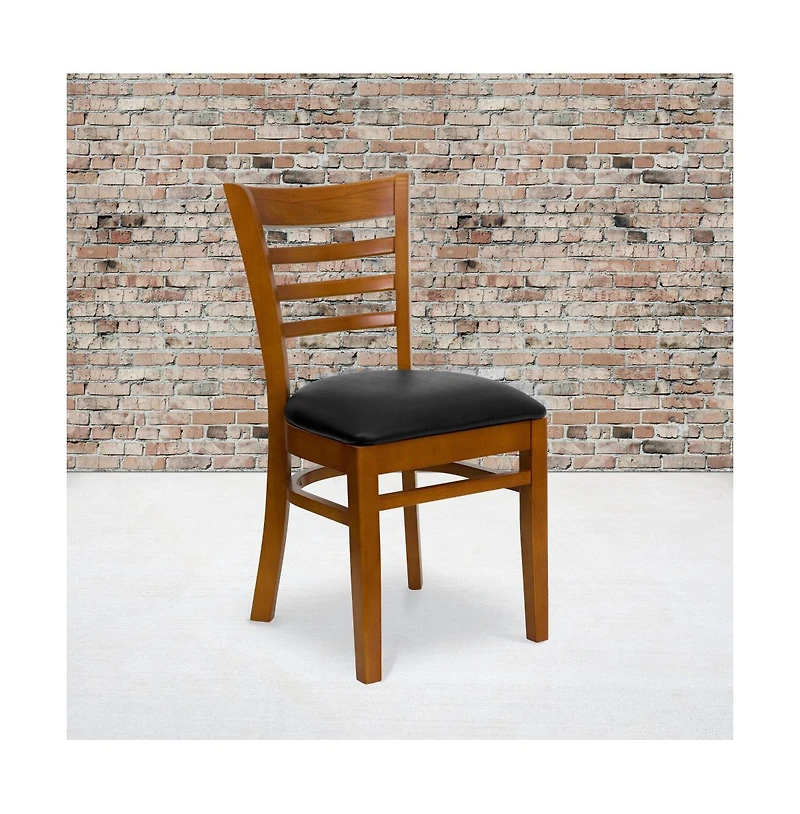 Emma+Oliver 2 Pack Ladder Back Wooden Restaurant Chair
