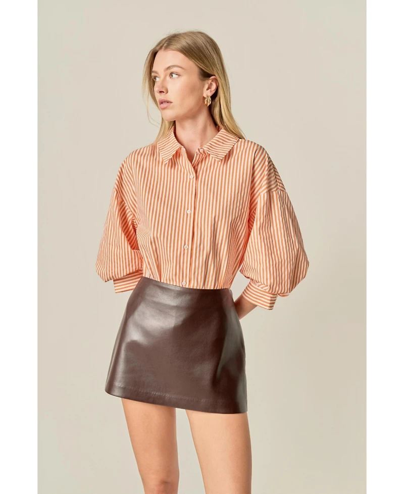 English Factory Women's Striped Ballon Sleeves Shirt