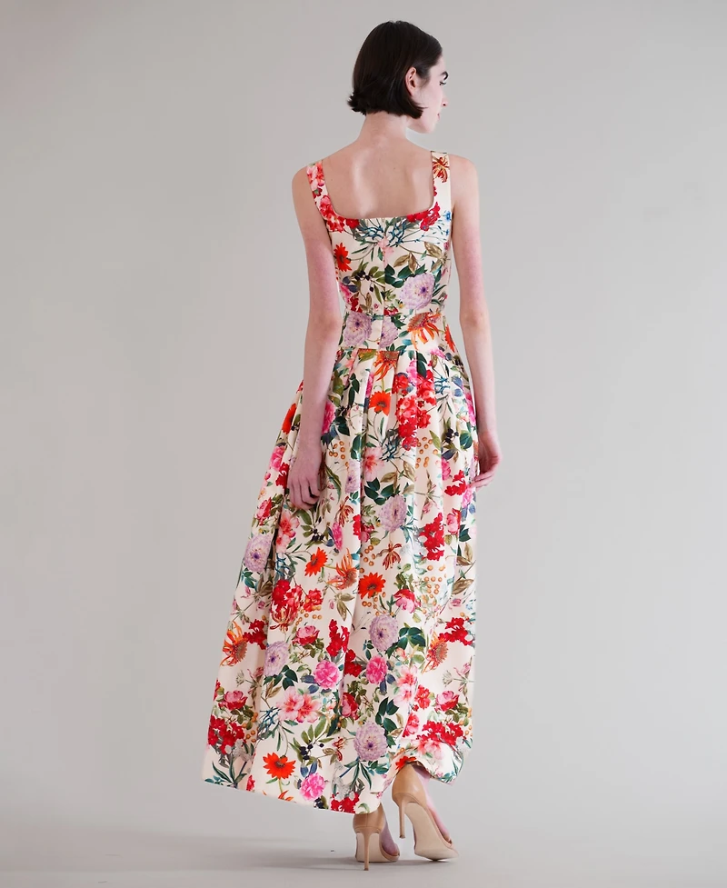 julia jordan Women's Square Neck Drop Waist Maxi Dress