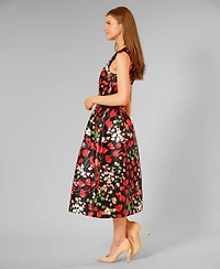 julia jordan Women's Sleeveless Crew Neck Floral Midi Dress