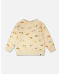 Draft - Deux par Baby Boys French Terry Sweatshirt Beige Jeep Print