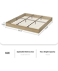 Gaomon Wood Platform Bed Frame, Solid Wood, No Headboard, Floor-Standing, Sturdy Slat Support, Box Spring Needed, Walnut