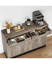 Gaomon Storage Cabinet Buffet Cabinet with Adjustable Shelves, 55" Sideboard Buffet Cabinet with Sturdy Design 2 Drawers and 4 Doors & Wood Finis