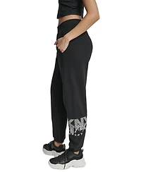 Dkny Women's Graffiti Rhinestone Logo High-Rise Relaxed-Fit Joggers