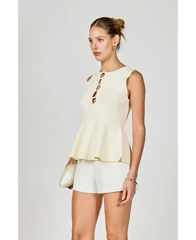 endless rose Women's Ring Detailed Flare Knit Top