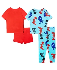 Spider-Man Toddler Boys' 2T-4T Techno Spidey Graphic Tops, Shorts, and Pants, 4-Piece Pajama Set