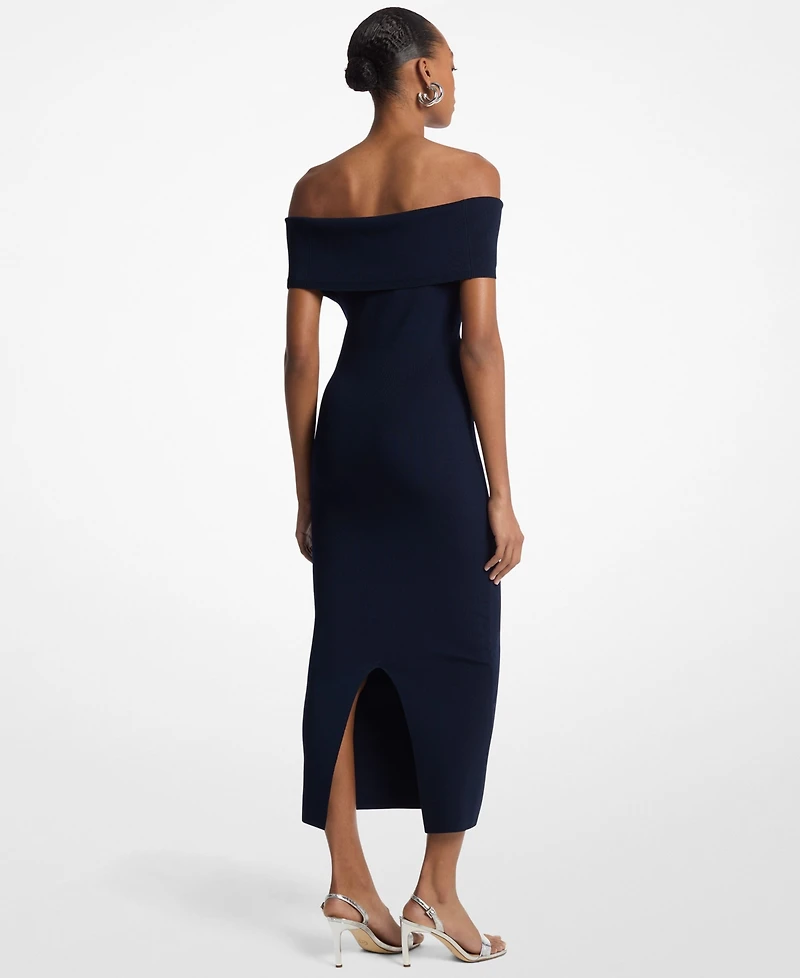 Michael Kors Women's Fold Over Off The Shoulder Midi Dress