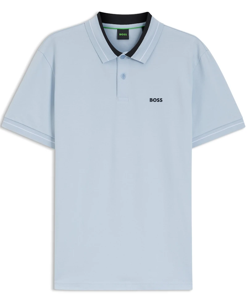 Boss by Hugo Men's Stretch-Cotton Stripe Trims Polo Shirt