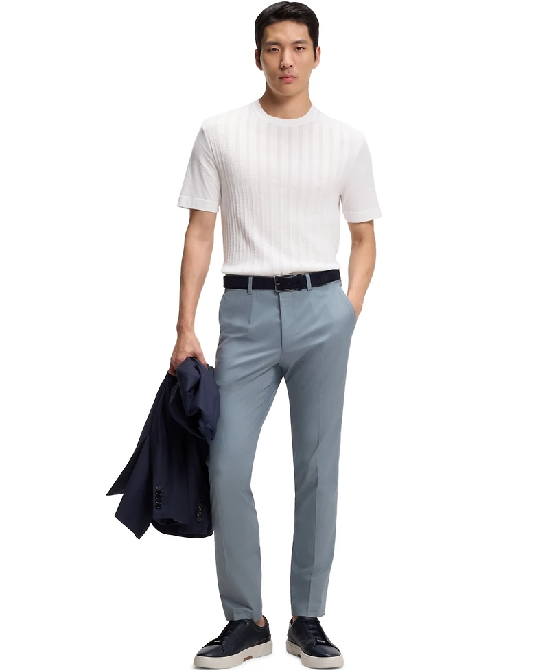 Boss by Hugo Men's Cotton-Silk Cable-Knit T-Shirt