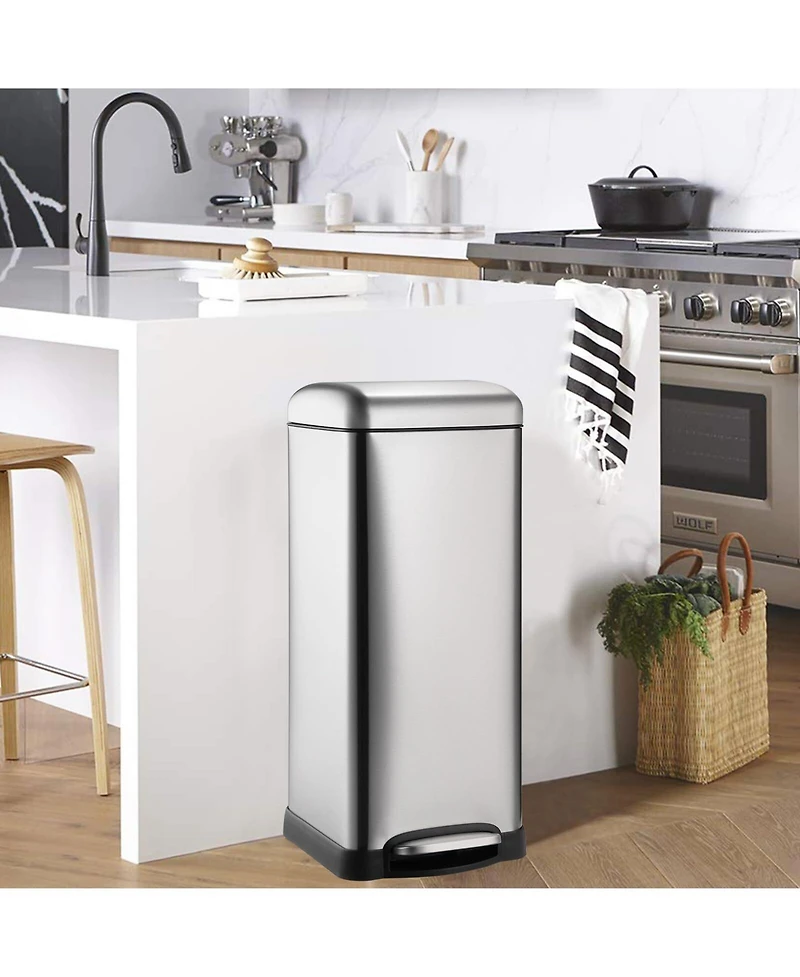 gaomon 8 Gallon Step Trash Can, Square Fingerprint-Proof Garage Can