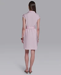 Halston Women's Cap-Sleeve Collared Shirt Dress