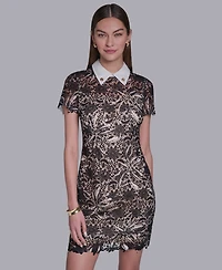 Halston Women's Short-Sleeve Collared Sheath Dress