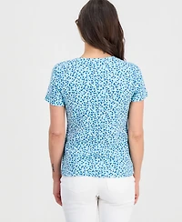 Style & Co Petite Scattered Buds Henley Short-Sleeve T-Shirt, Macy's Exclusive