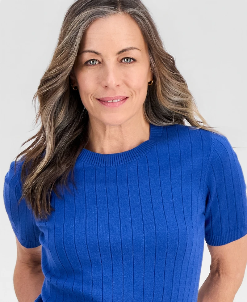 Style & Co Petite Fine Gauge Rib Crewneck Sweater, Macy's Exclusive