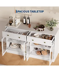 gaomon White 55" Tv Stand & Sideboard Buffet Cabinet, Storage Solution for Dining & Living Room