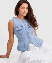 And Now This Petite Denim Flyaway Vest, Macy's Exclusive