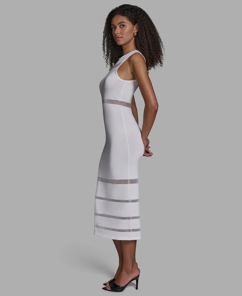 Bcbg Women's Sheer Detail Crewneck Midi Dress