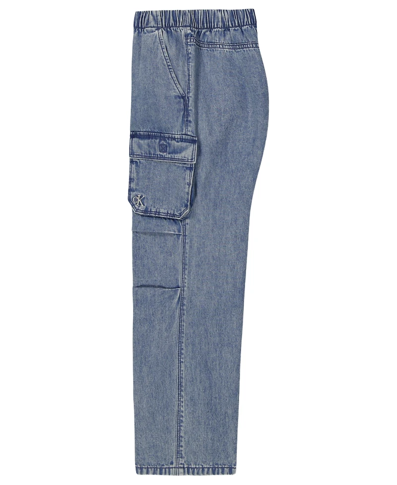 Calvin Klein Girls' 7-16 Denim Pull-On Cargo Pants