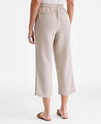 Charter Club Women's 100% Linen Solid Cropped Pull-On Pants, Created for Macy's