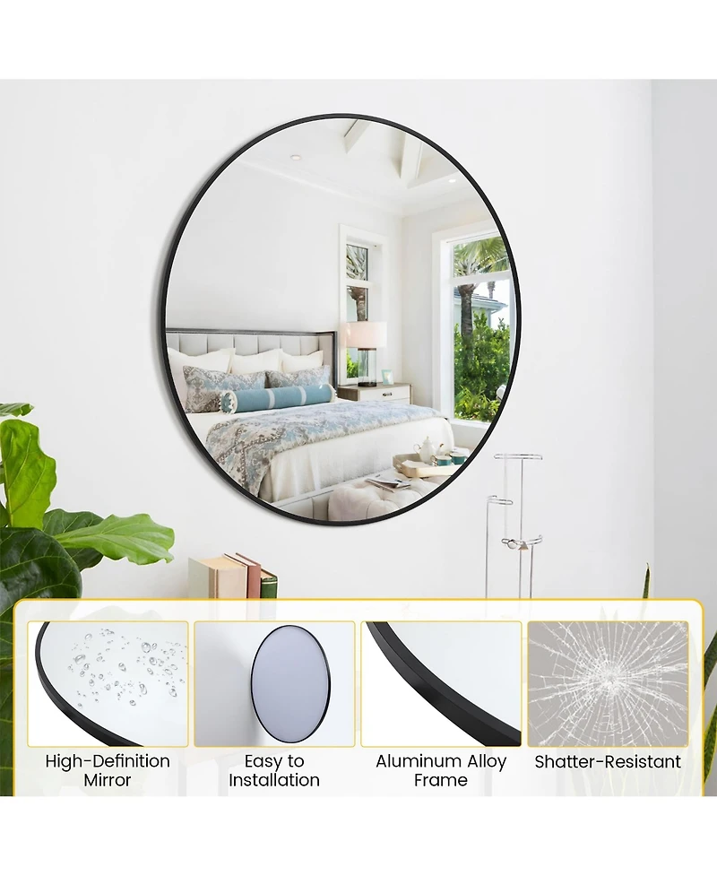 Homfan Round Mirror, Circle Mirrors for Bathrooms, Entryways, Living Rooms, Bedrooms & Vanity Decor