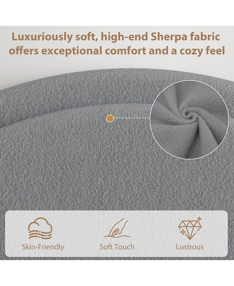 gaomon Full Size Bed Frame with Storage Drawers, Upholstered Boucle Platform, Round Headboard, Heavy-Duty, Noise-Free, No Box Spring, Grey