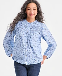 Style & Co Women's Printed Pintuck-Yoke Blouse, Macy's Exclusive
