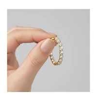 Clear Cubic Zirconia Encrusted Hoop Earrings