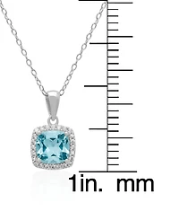 Macy's 2-Piece Lab-Grown Aquamarine (1.54 ct. t.w.) & Lab-Grown White Sapphire (0.48 ct. t.w.) Pendant Necklace and Earrings Set in Sterling Silver