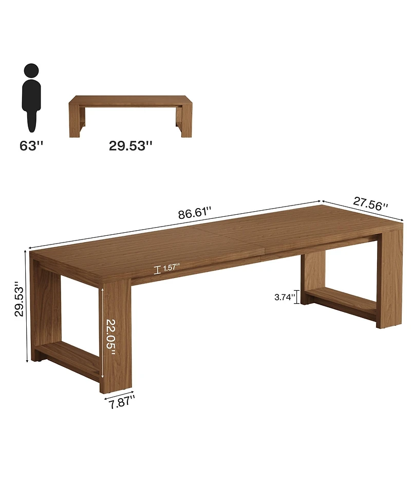 Tribesigns 2 Person Desk, 86.6 Inches Extra Long Double Computer Writing Table, All Wood Large Desks Workstation for Home Office, Natural Oak