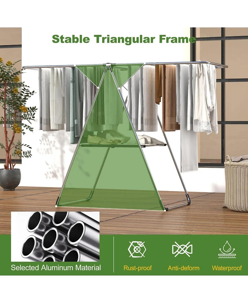 Ecooso 2-Tier Folding Laundry Drying Rack with Aluminum Frame, Clothes Rack