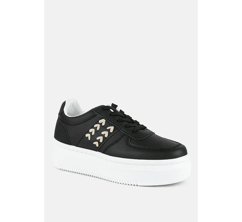 London Rag Monigue Faux Leather Cross Stitch Detail Sneakers