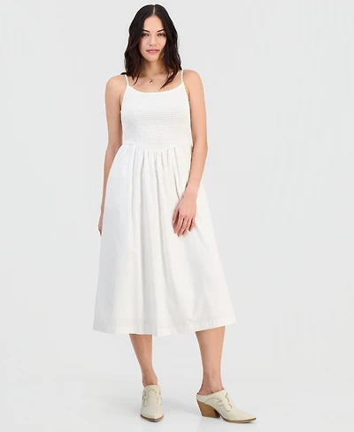 And Now This Women's Scoop-Neck Smocked Cotton Midi Dress, Macy's Exclusive