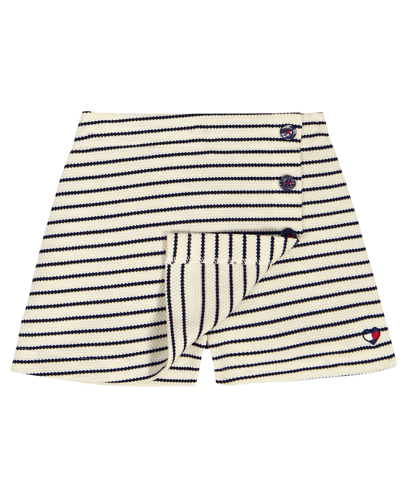 Tommy Hilfiger Baby Girls' Popcorn Pique Striped Top and Wrap Skort, 2-Piece Set