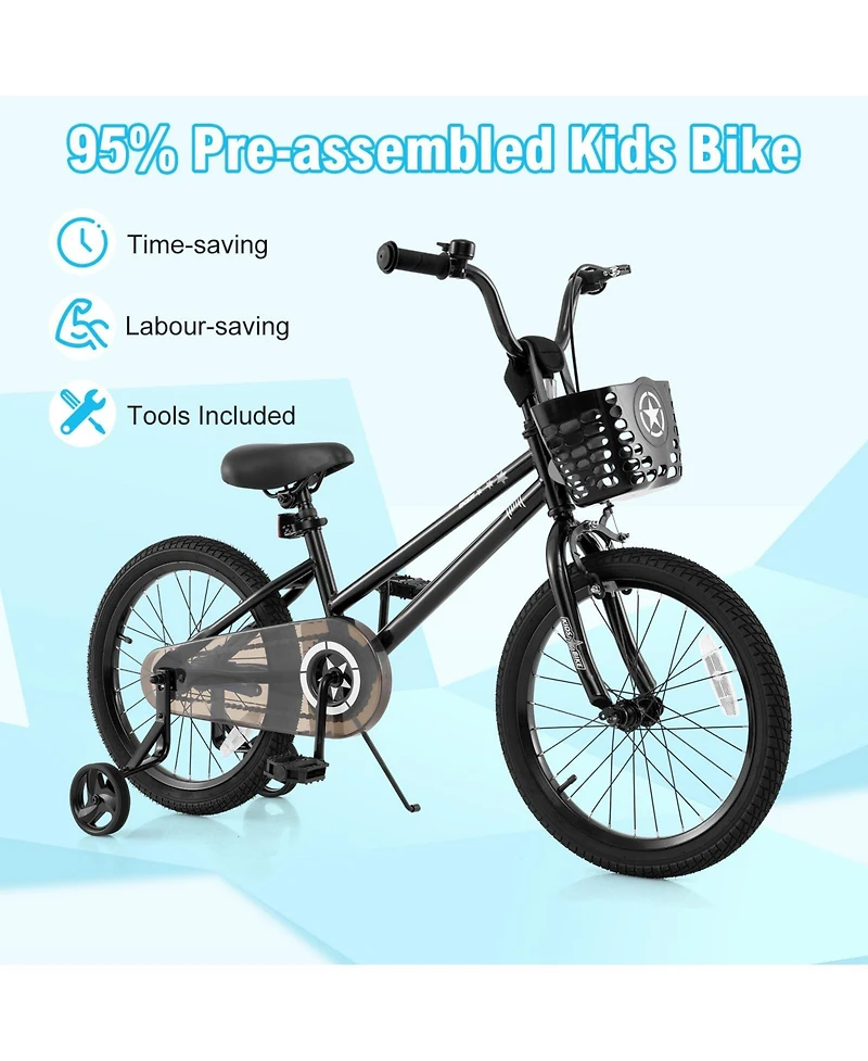 Mecale Kids Bike with Basket and Training Wheels for Children