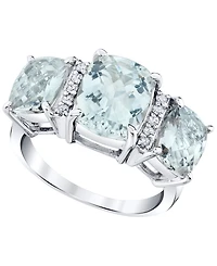 Macy's Aquamarine (1-1/10 ct. t.w.) & Diamond (1/5 ct. t.w.) Ring in 14k White Gold