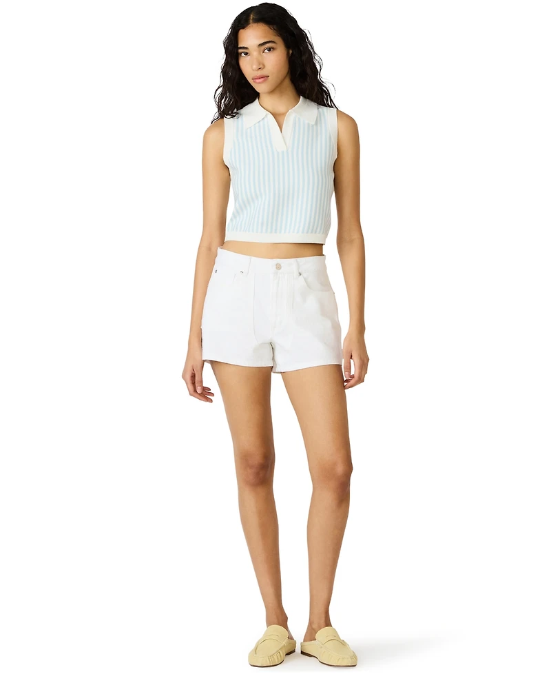 Steve Madden Women's Amery Striped Collared Sleeveless Sweater