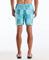 Original Penguin Men's Wavy Tile Print 7" Volley Swim Trunks