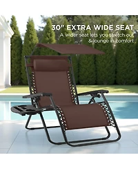 Best Choice Products 30” Extra Wide Folding Zero Gravity Patio Lounge Chair w/Adjustable Canopy Shade