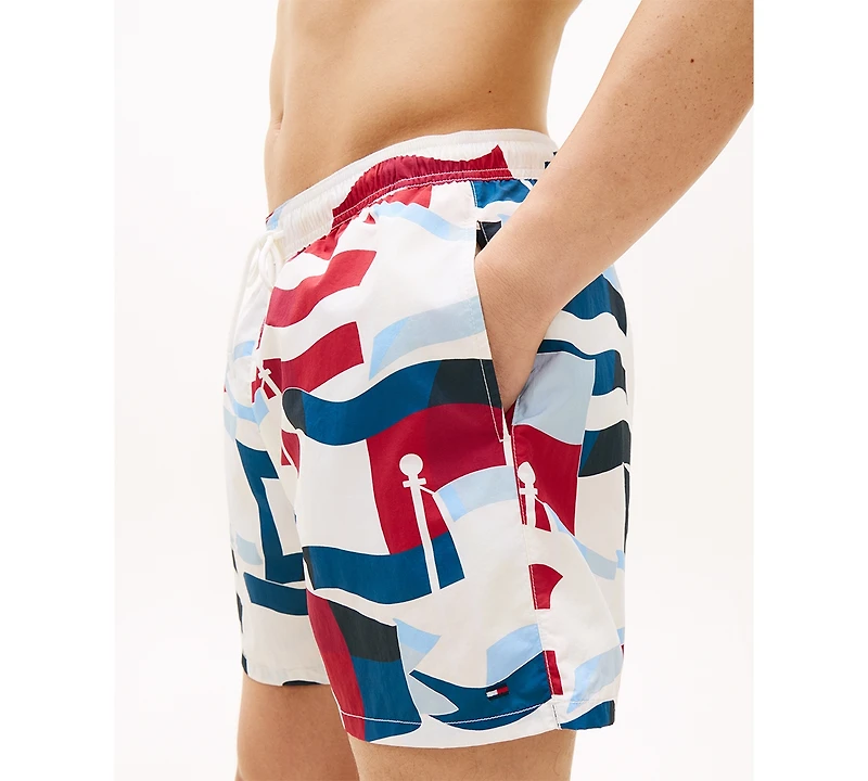 Tommy Hilfiger Men's Print Drawstring 5" Swim Trunks