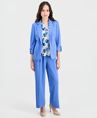 Anne Klein Essentials Petite Roll-Tab Patch-Pocket Blazer