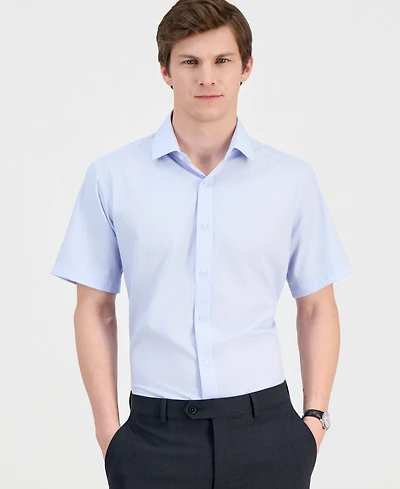 Dylan Park Men's Slim-Fit Performance Four-Way Stretch Short-Sleeve Dress Shirt